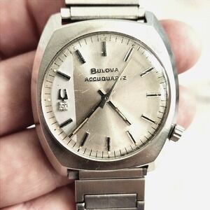 Vintage Bulova Accutron Accuquartz Stainless Steel Diamond 218 Watch FOR PARTS
